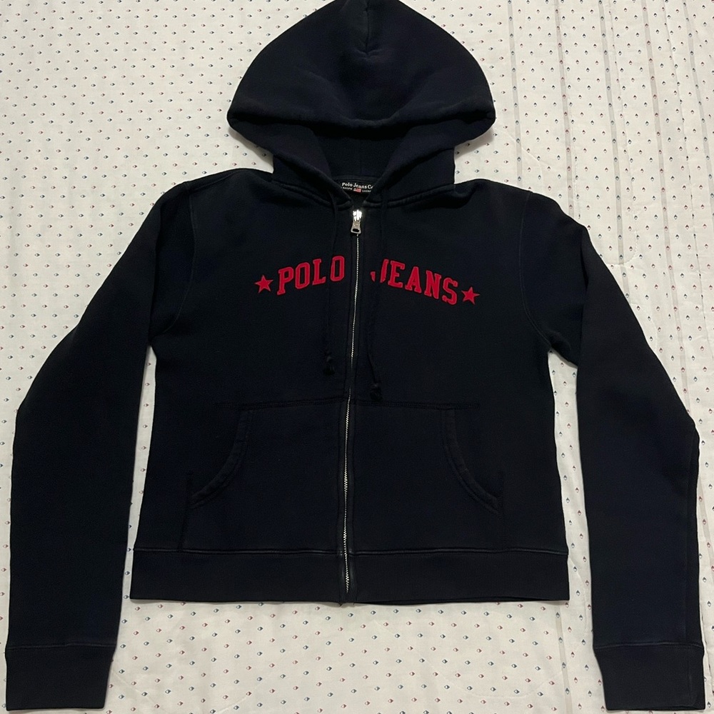 Vintage Y2K Polo Jeans by Ralph Lauren Full Zip Up
Hoodie - Black